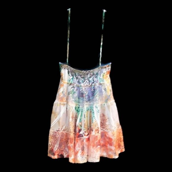 Vintage Y2K Babydoll S12 S Twelve Cami Tunic Top Embellished Tiered Lace USA L - Picture 2 of 6